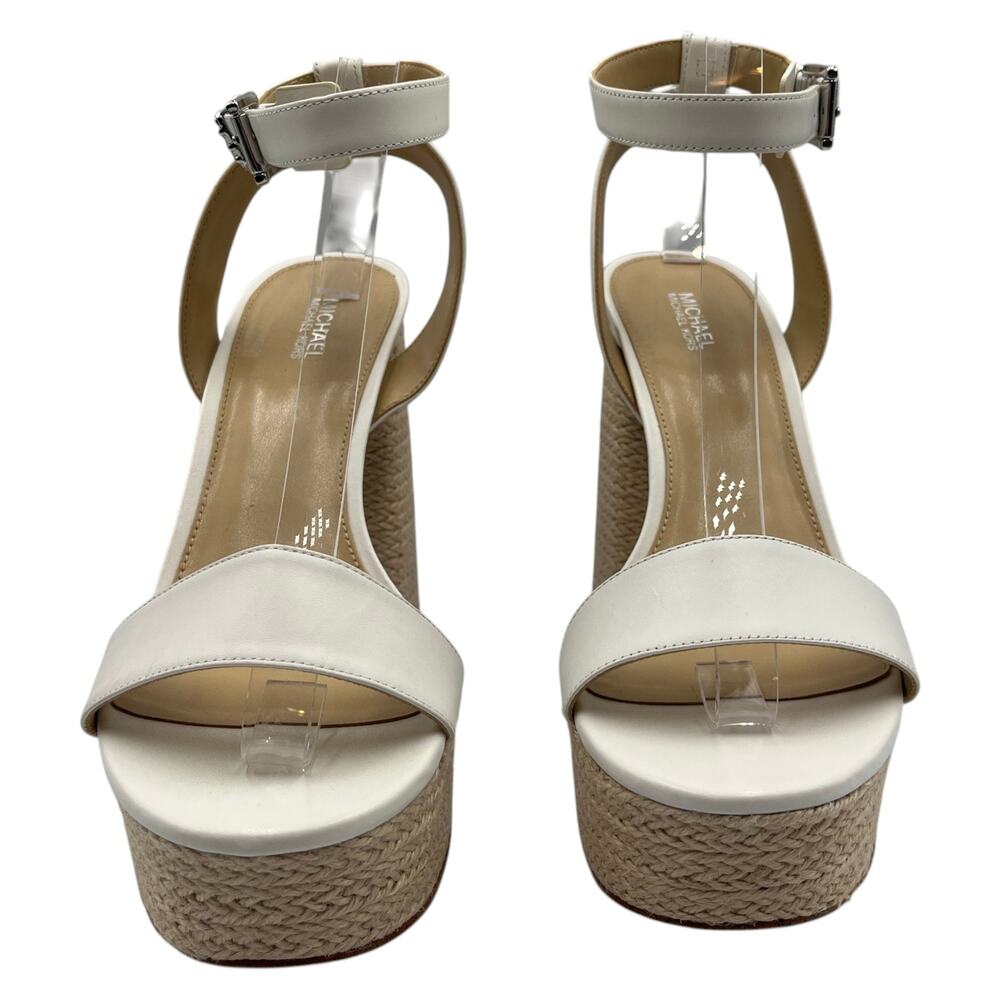 Michael Kors Ashton Espadrille Block High Heels Platform Sandals White Size 9.5 - Picture 4 of 5